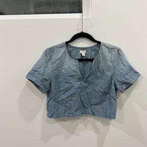 DENIM V-NECK CROP TOP